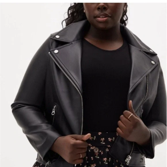 Eloquii Black Faux Leather Moto Jacket - Picture 1 of 5
